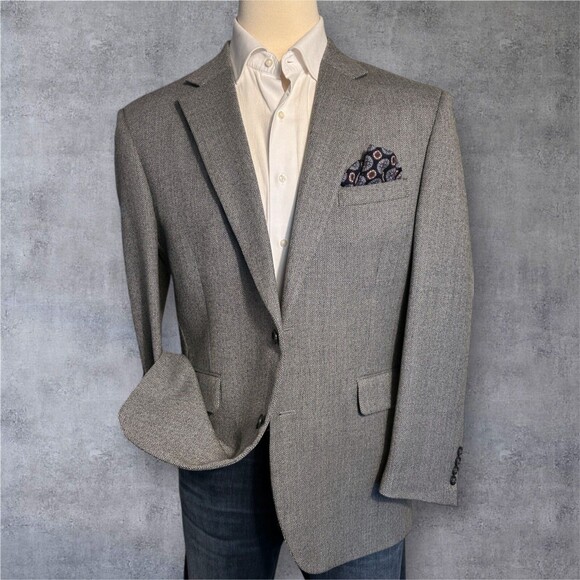 Jos. A. Bank Men's 43R Gray Wool Blazer Sport Coat Two Button Casual Suit Jacket - Picture 2 of 16